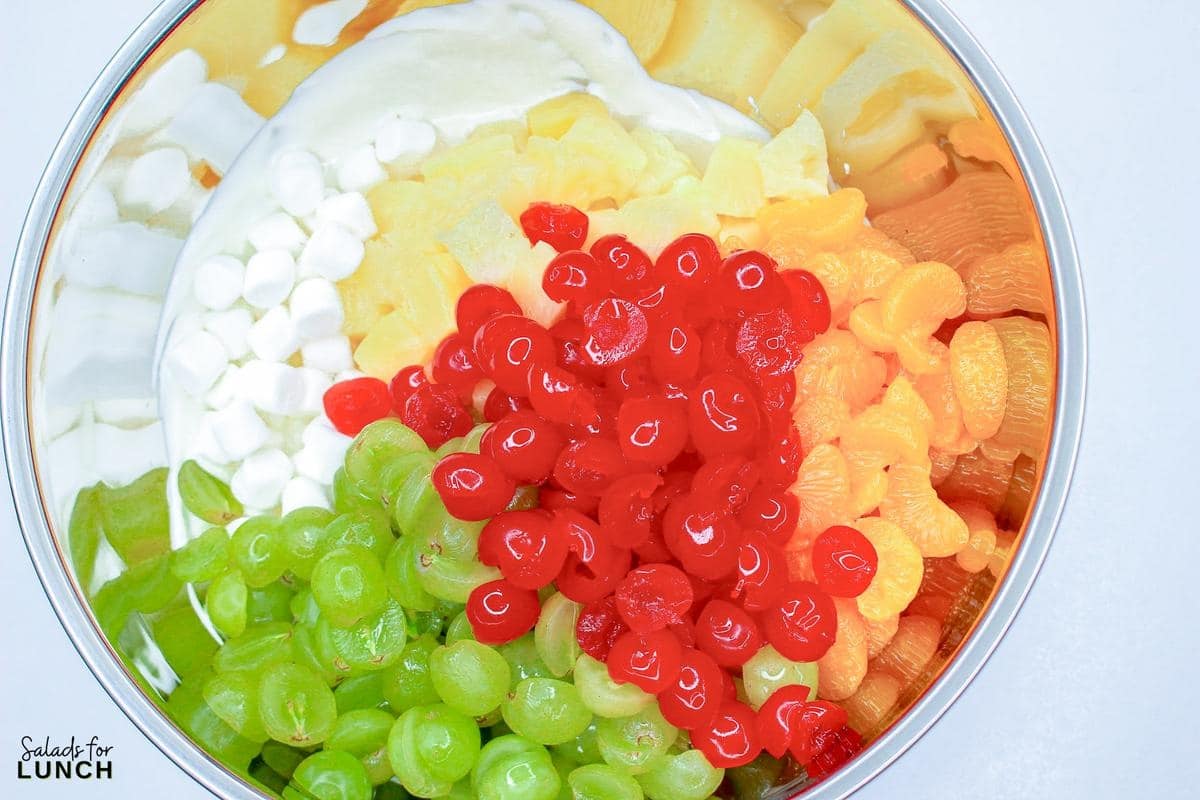 Ambrosia Salad with No Coconut Salad Recipe 4 - Enjoy a tropical twist with this Ambrosia Salad without Coconut – a creamy, fruity delight perfect for any occasion. No coconut, all flavor!