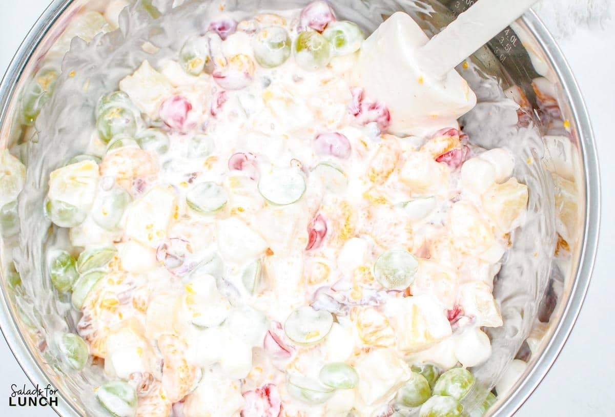 Ambrosia Salad with No Coconut Salad Recipe 6 - Enjoy a tropical twist with this Ambrosia Salad without Coconut – a creamy, fruity delight perfect for any occasion. No coconut, all flavor!