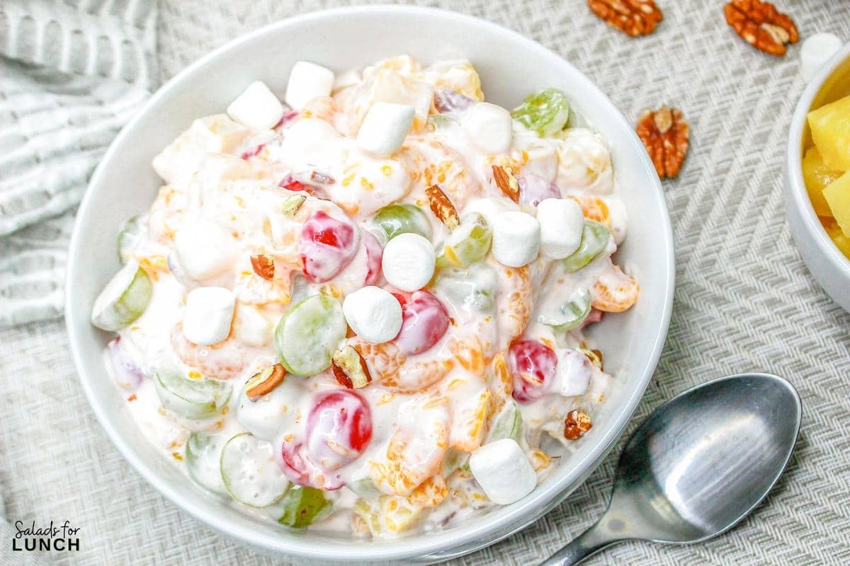 Ambrosia Salad with No Coconut Salad Recipe 7 - Enjoy a tropical twist with this Ambrosia Salad without Coconut – a creamy, fruity delight perfect for any occasion. No coconut, all flavor!