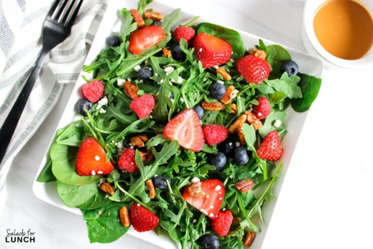 Berry Salad Recipe 4 - Shake up your weekday lunch with these tasty, healthy salads for lunch recipes that are great on the go. Make a filling and healthy salad that will power you through any work day. Full of protein and fiber these quick salads are an easy way to spruce up your lunch.