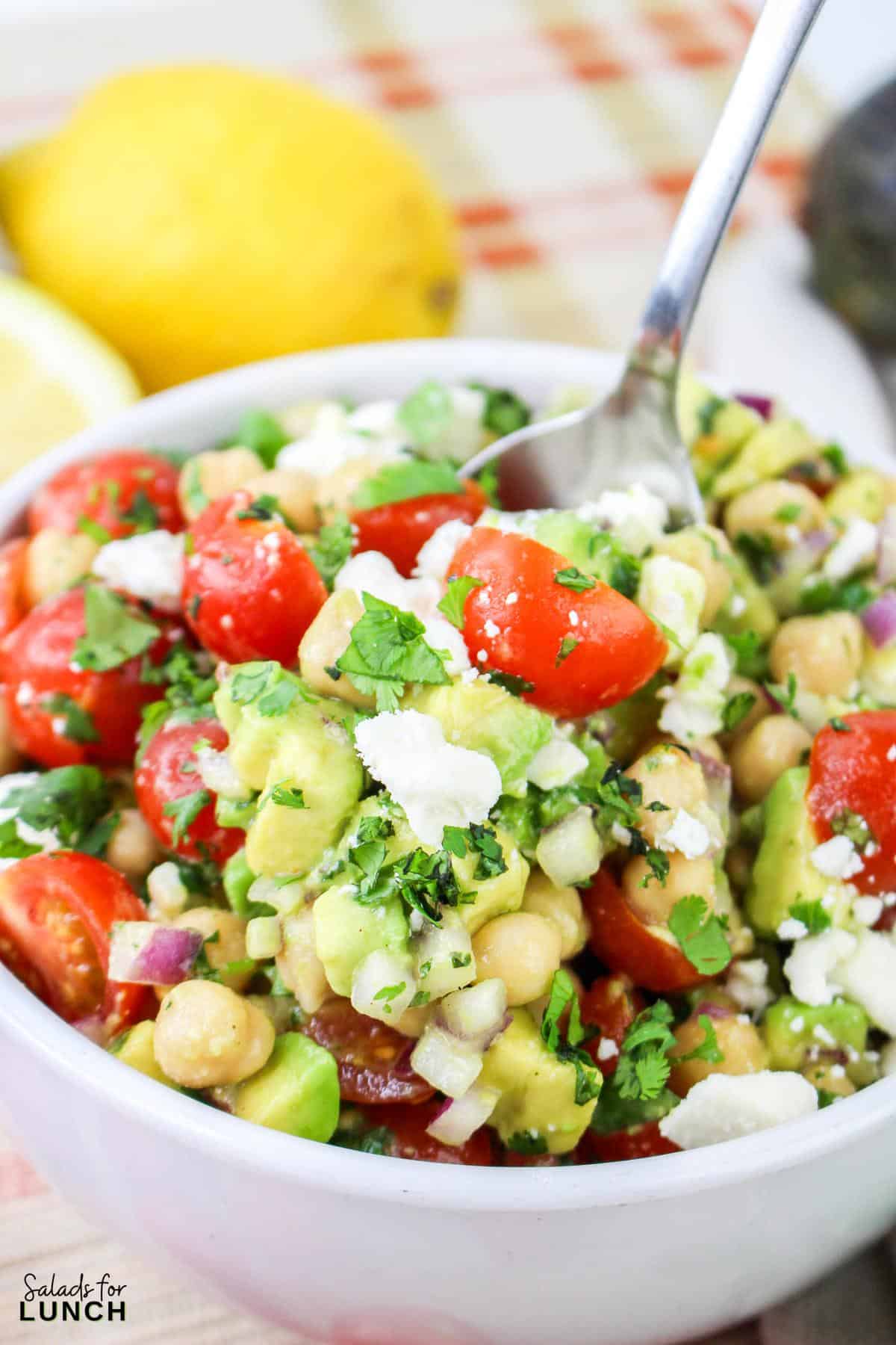 Chickpea Avocado Salad Recipe 22 - This Chickpea Avocado Salad with Light Lemon Dressing salad is not only super easy to whip up but also bursting with fresh flavors and wholesome ingredients. Whether you're looking for a quick lunch, a light dinner, or a tasty side dish, this Chickpea Avocado Salad is sure to hit the spot.